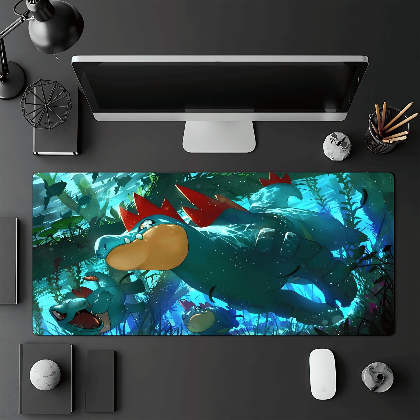 Tapis de jeu Pokémon TCG 60x30 cm avec une illustration du Pokémon Aligatueur.