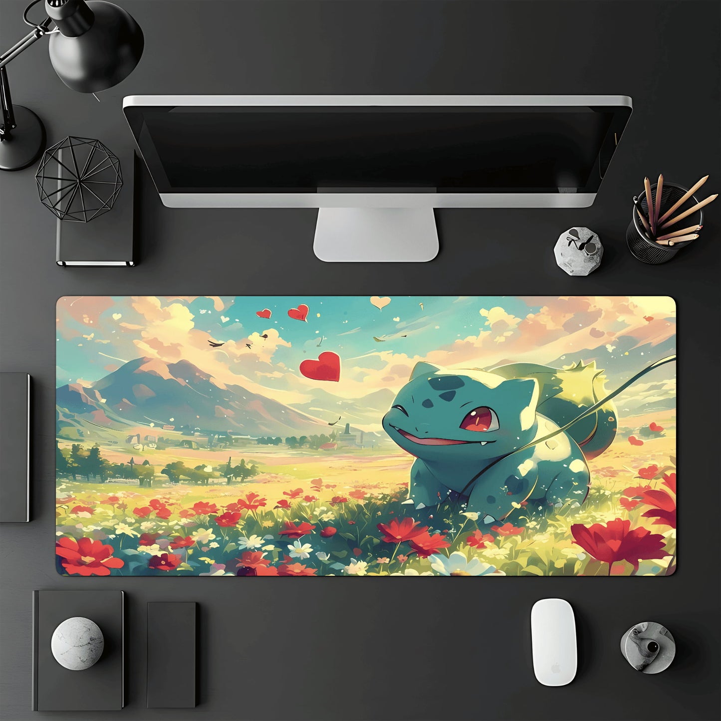 Tapis de jeu Pokémon TCG 60x30 cm avec une illustration du Pokémon Bulbizarre.