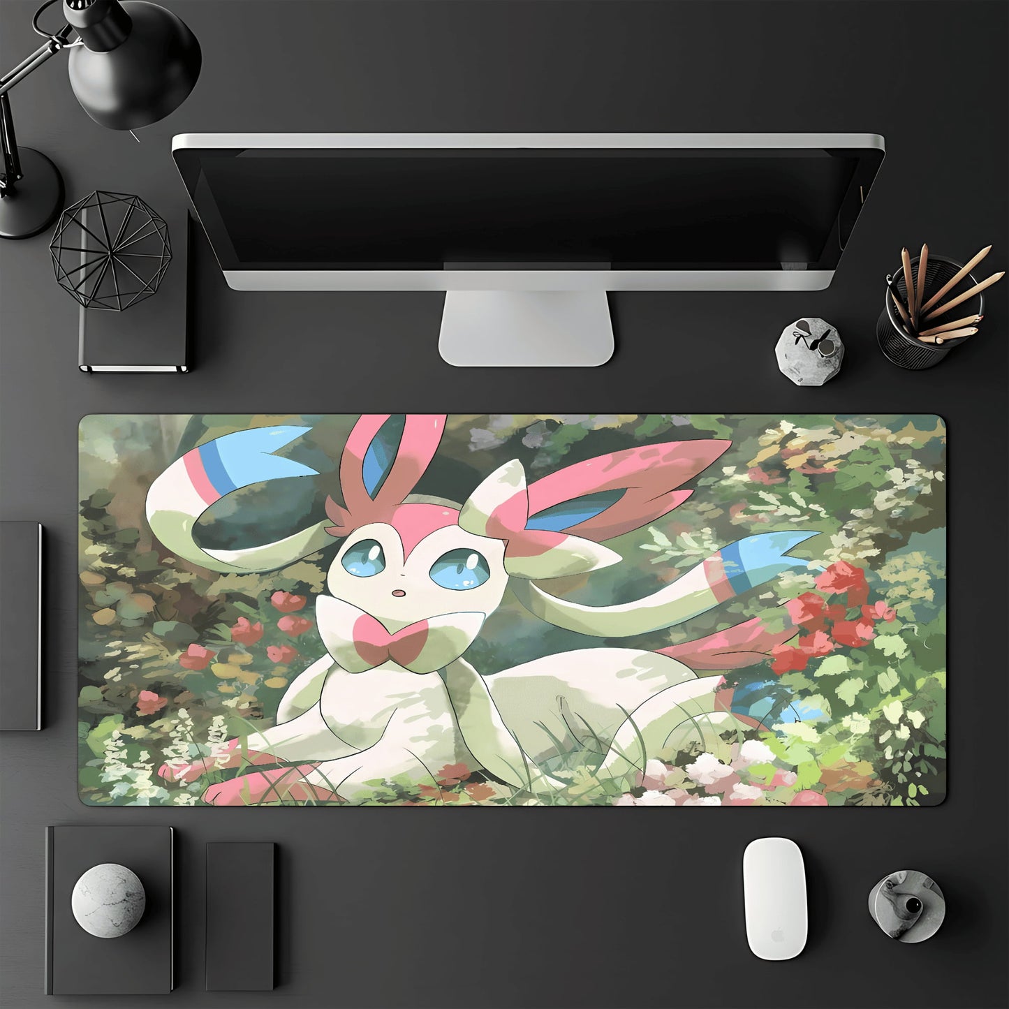 Tapis de jeu Pokémon TCG 60x30 cm illustré par le Pokémon Nymphali.