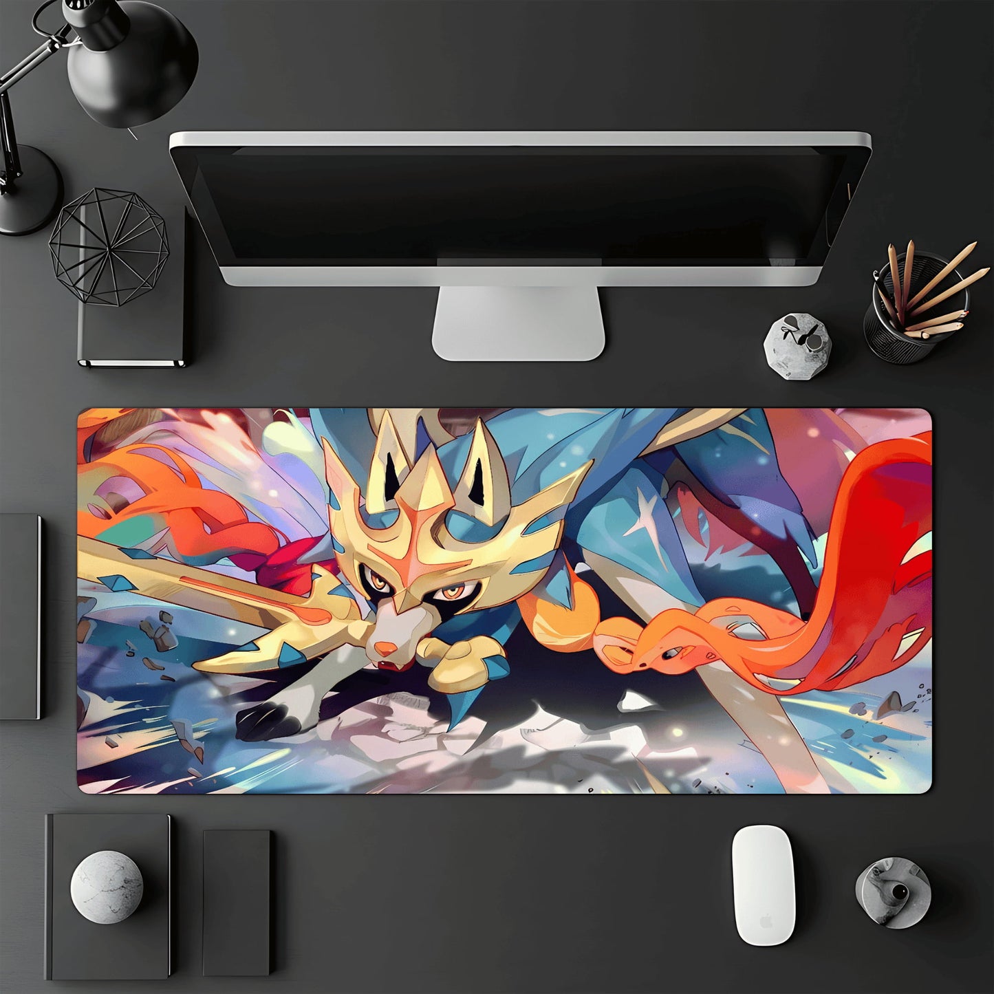 Tapis de jeu Pokémon TCG 60x30 cm illustré par le Pokémon légendaire Zacian.